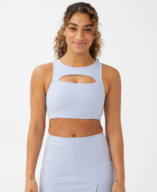 Top feminino com recortes suaves e colete COTTON ON, azul, tamanho pequeno