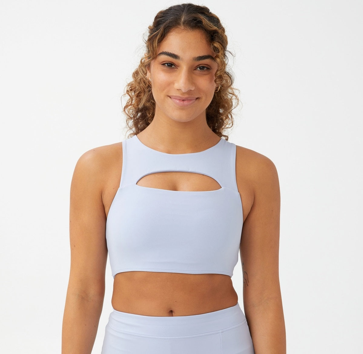 Top feminino com recortes suaves e colete COTTON ON, azul, tamanho pequeno