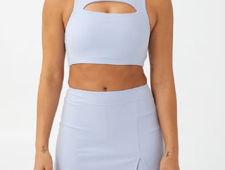 Top feminino com recortes suaves e colete COTTON ON, azul, tamanho pequeno