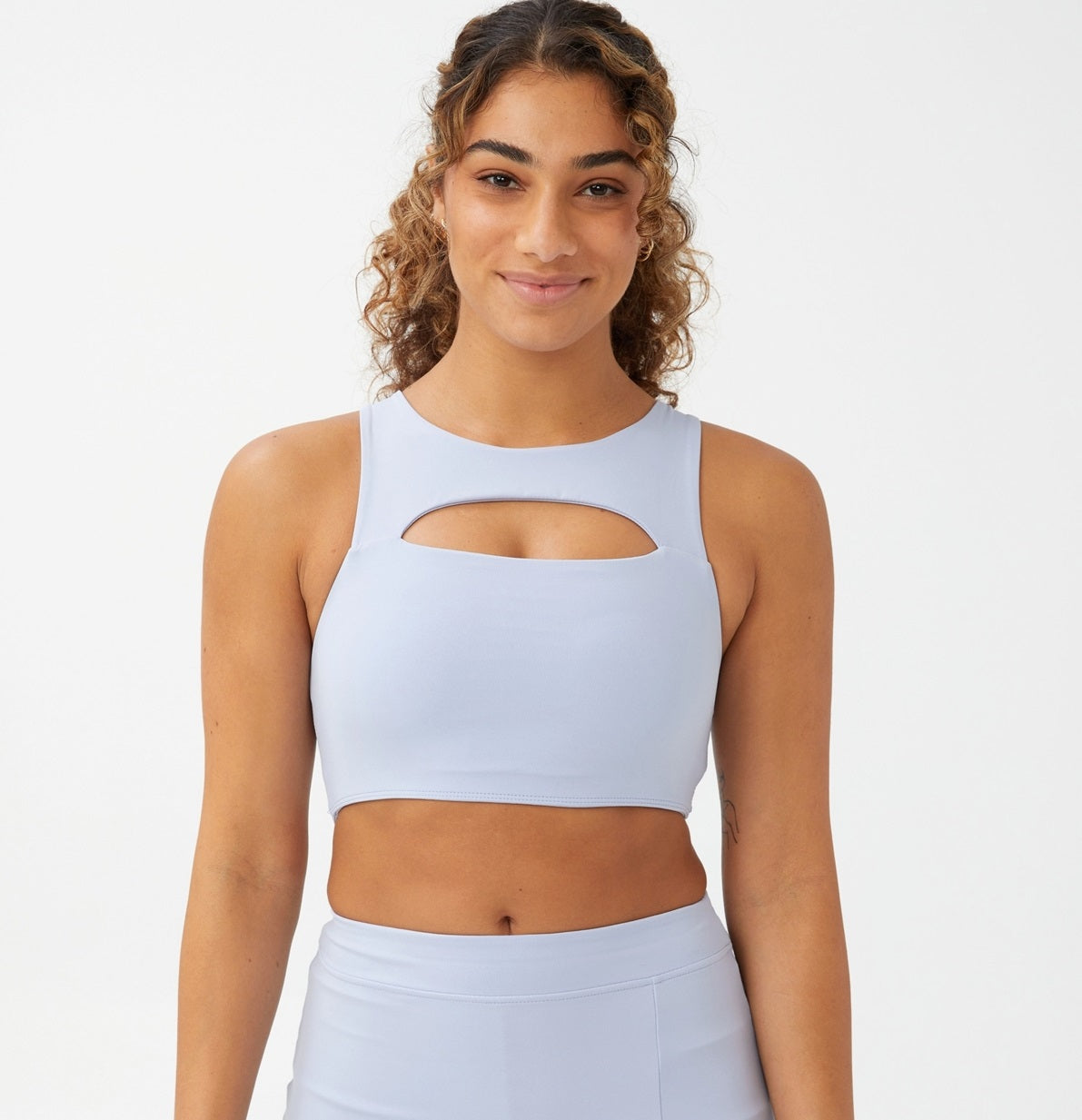 Top feminino com recortes suaves e colete COTTON ON, azul, tamanho X-G