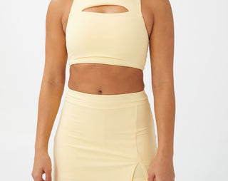 COTTON ON Women's Smoothing Cut Out Vestlette Top Yellow Size Medium