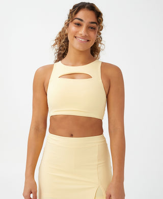 Top feminino com recortes suaves e colete COTTON ON, amarelo, tamanho X-G