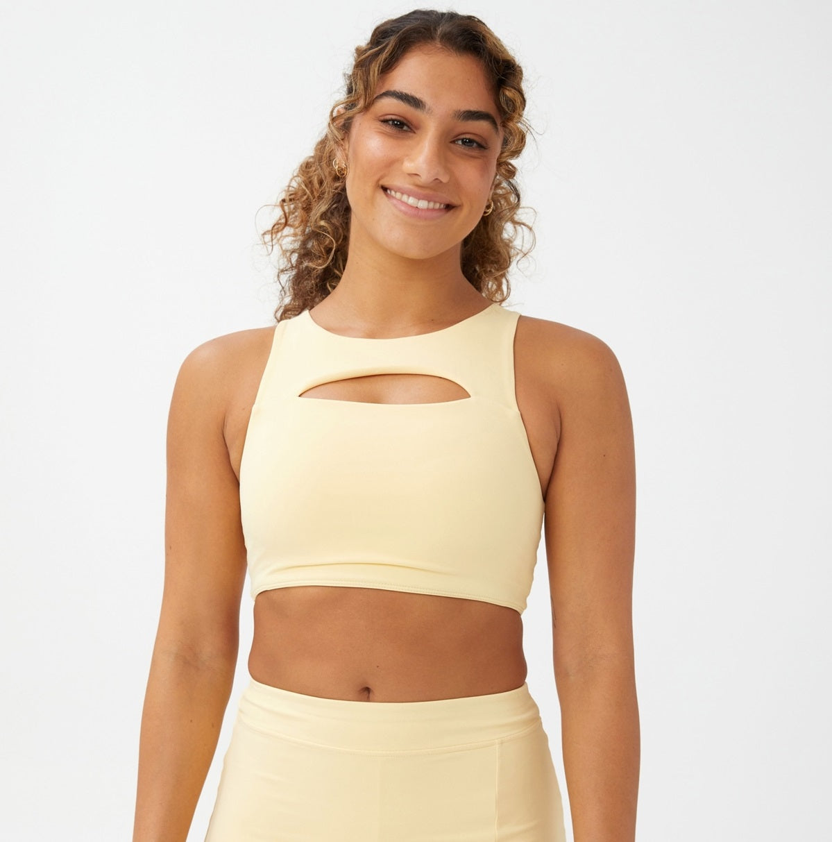 Top feminino com recortes suaves e colete COTTON ON, amarelo, tamanho X-G