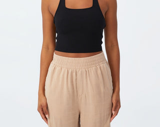 COTTON ON Top feminino de malha com decote torcido e alças finas, preto, tamanho grande