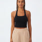 COTTON ON Top feminino de malha com decote torcido e alças finas, preto, tamanho extragrande