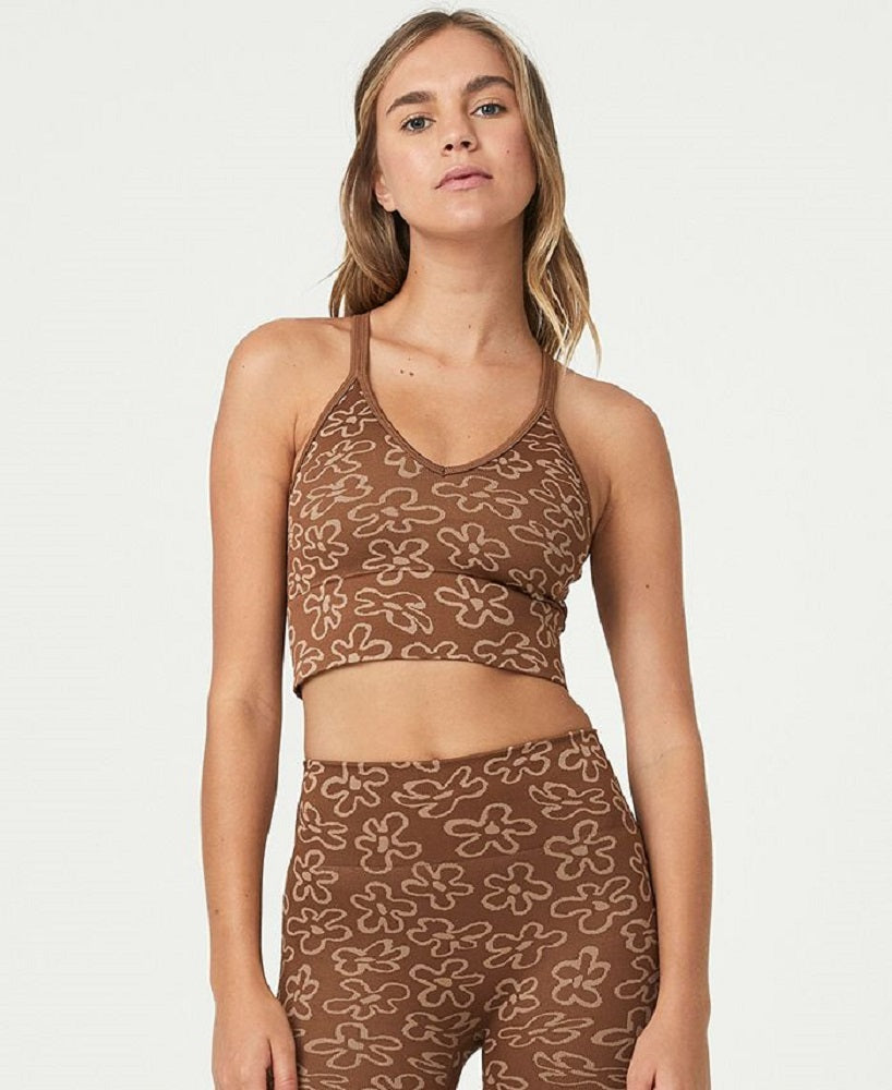 Top jacquard sem costura feminino COTTON ON marrom tamanho X-G