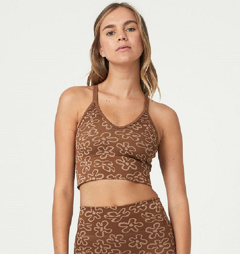 Top jacquard sem costura feminino COTTON ON marrom tamanho X-G