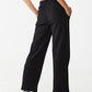 Calça de moletom feminina Cotton On Plush Wide Leg, preta, tamanho médio