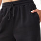 Calça de moletom feminina Cotton On Plush Wide Leg, preta, tamanho médio