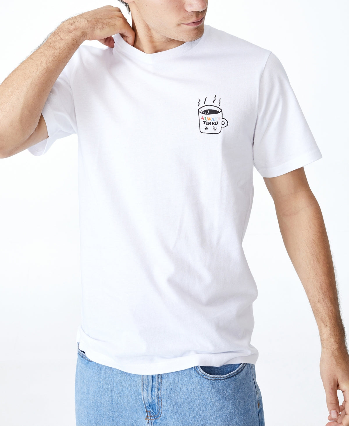 Camiseta masculina Cotton On Tbar Art, branca, tamanho médio