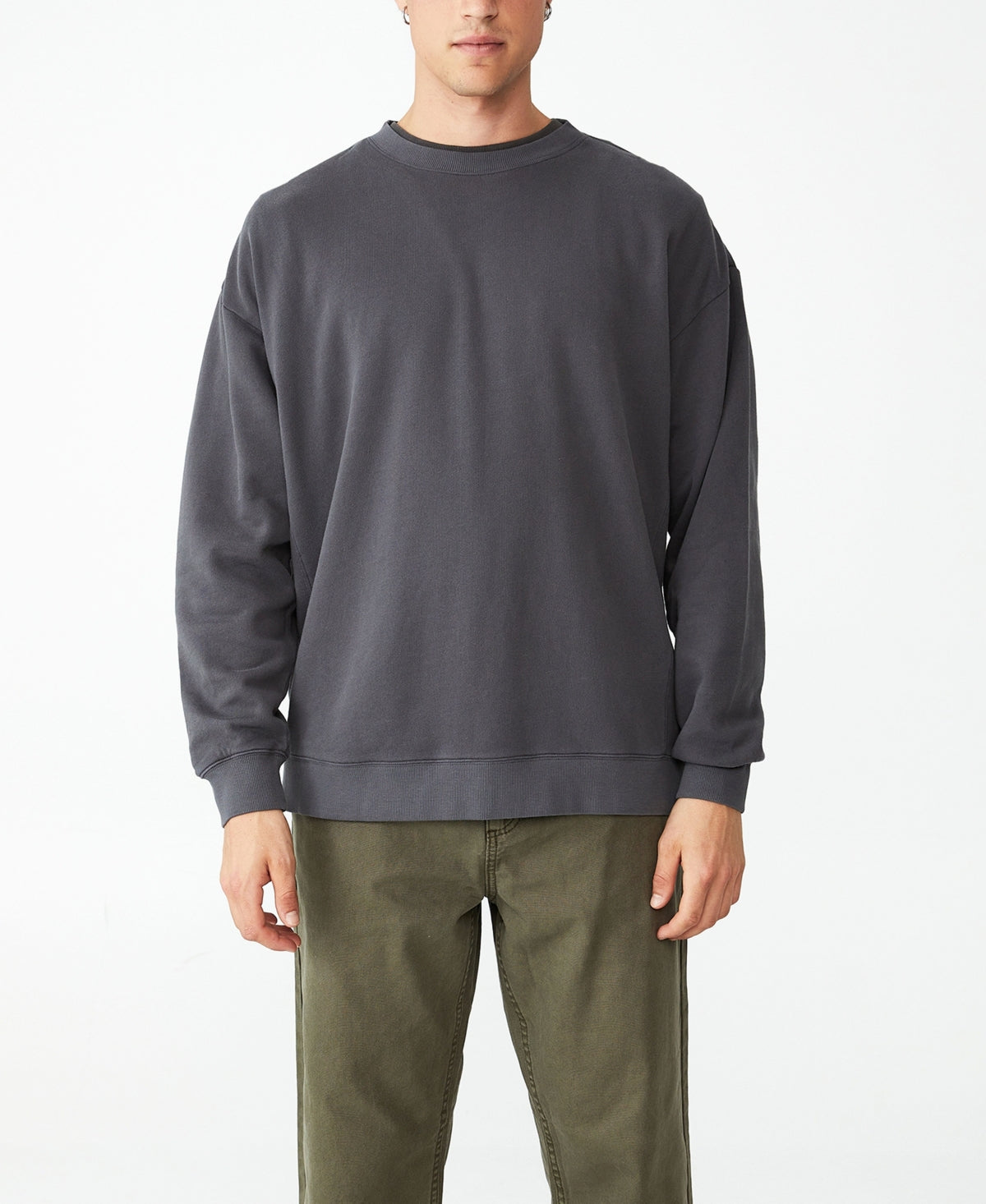 COTTON ON Moletom masculino grande com tingimento pigmentado cinza tamanho grande