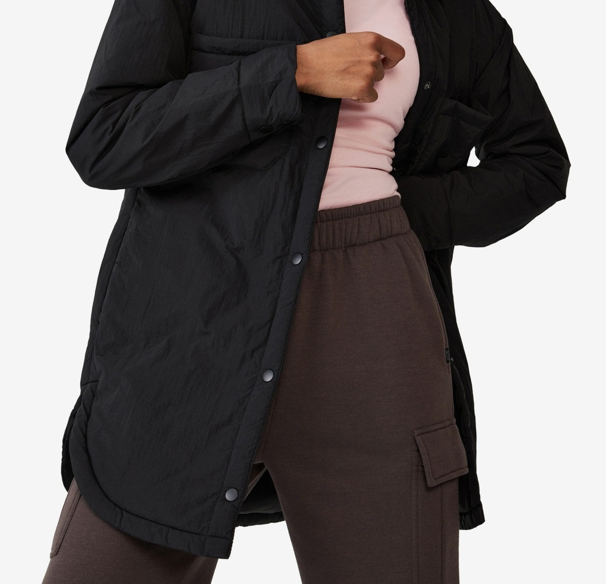 Jaqueta feminina The Puffer Shacket COTTON ON, preta, tamanho X-S