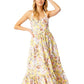 Vestido midi floral com alças finas Bardot Labella para mulheres, amarelo, tamanho 2
