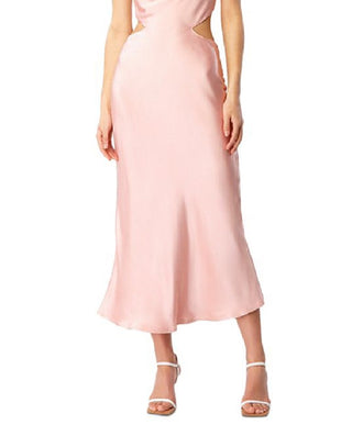 Vestido curto Bardot feminino com decote canoa e recorte rosa, tamanho 6