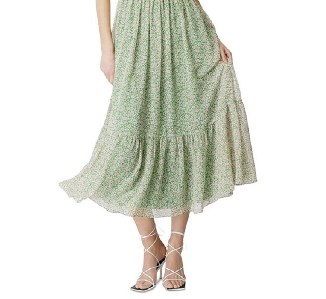 Vestido midi com ombros descobertos Fauna feminino Bardot, verde, tamanho 10