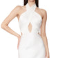 Vestido feminino Bardot Wyn com decote halter, branco, tamanho 2