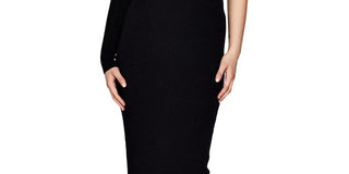 Vestido midi assimétrico de manga comprida Bardot feminino, azul, tamanho M