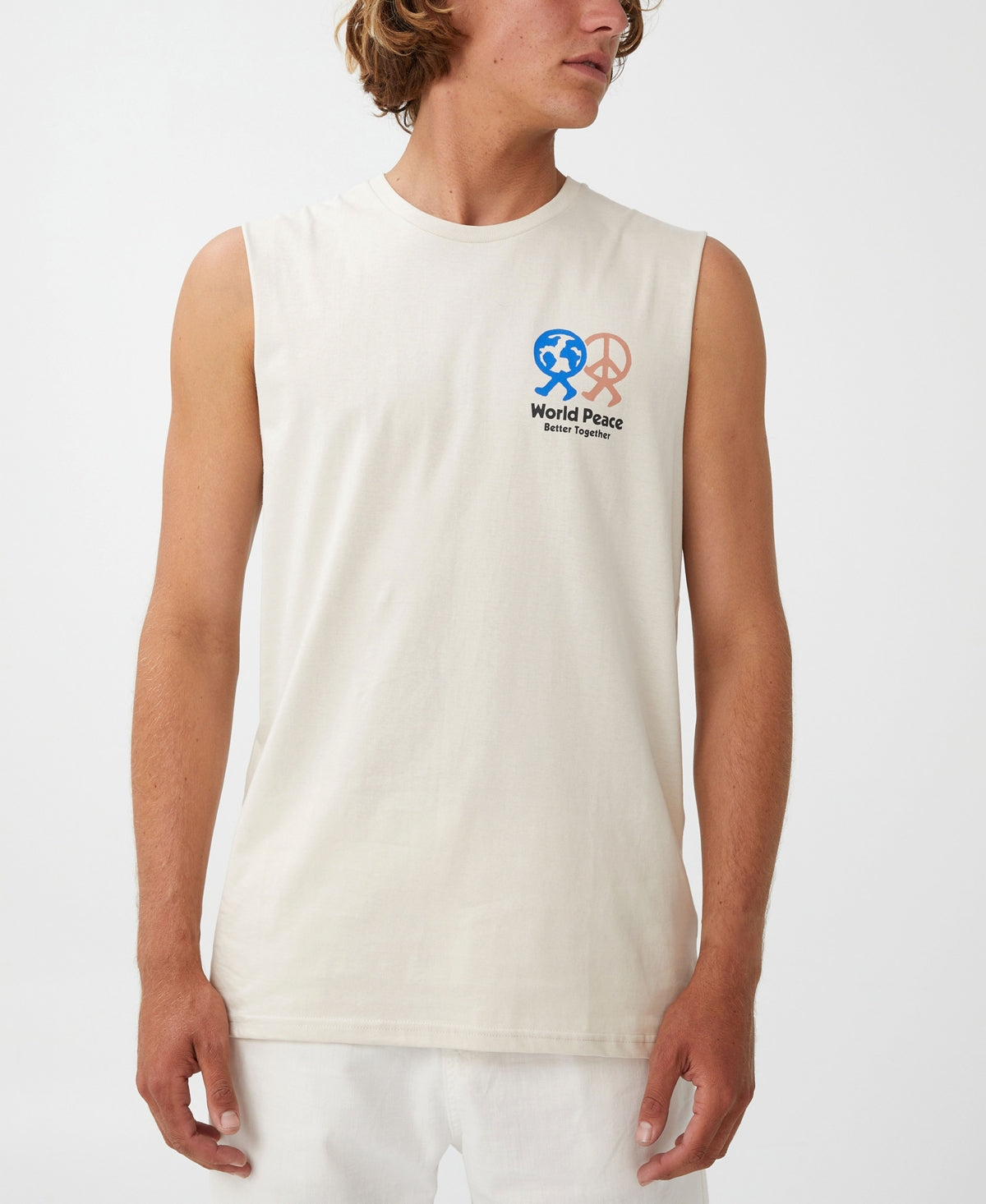 Camiseta regata masculina Tbar Muscle, branca, tamanho pequeno, COTTON ON