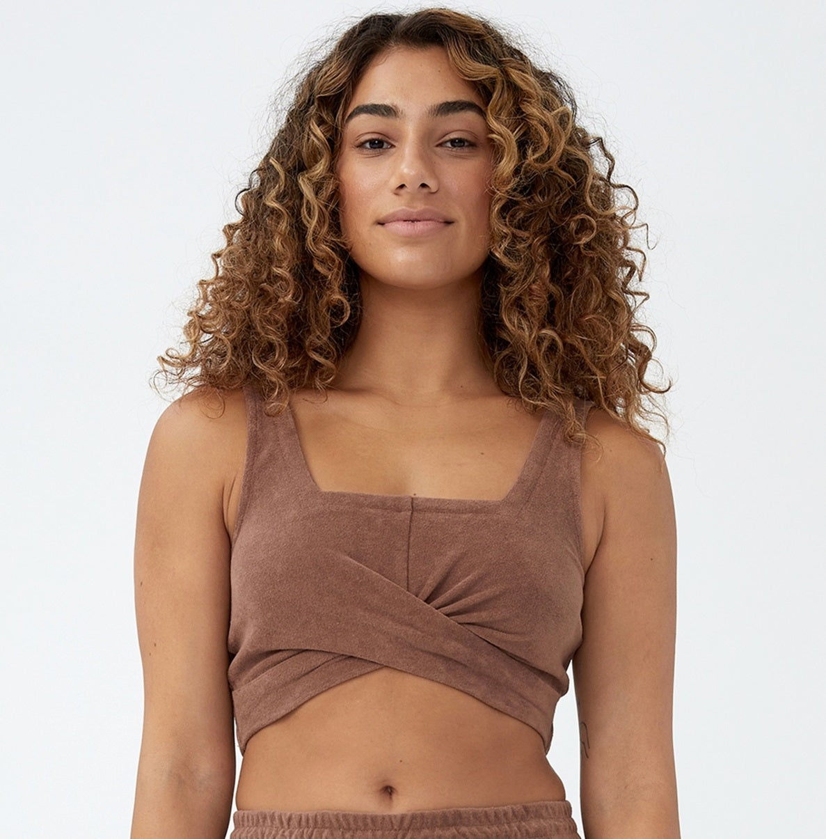 Top Colete Feminino Sweat To Swim Algodão On Marrom Tamanho Médio