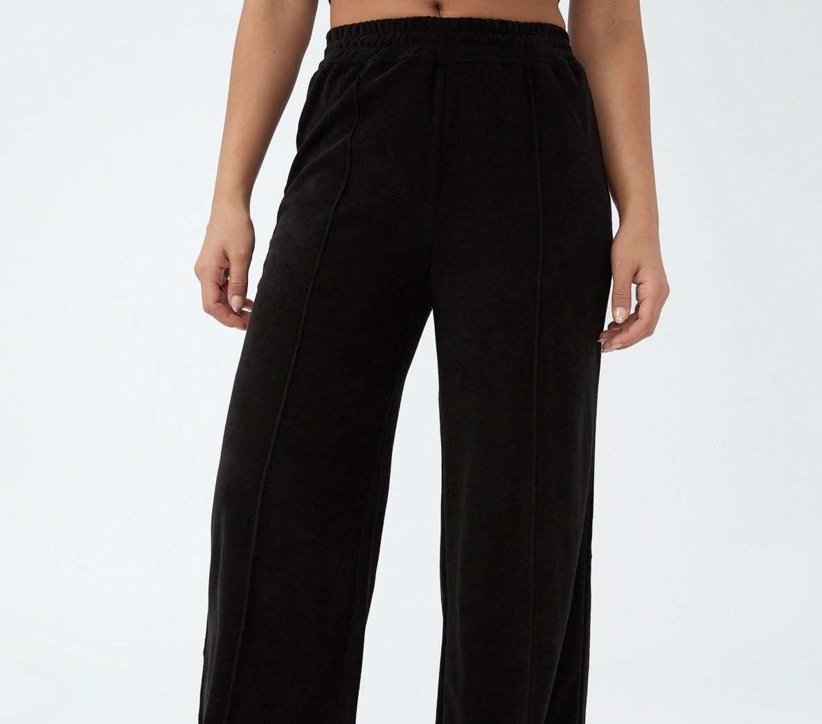 Calças de perna larga COTTON ON Sweat To Swim para mulheres, pretas, tamanho pequeno