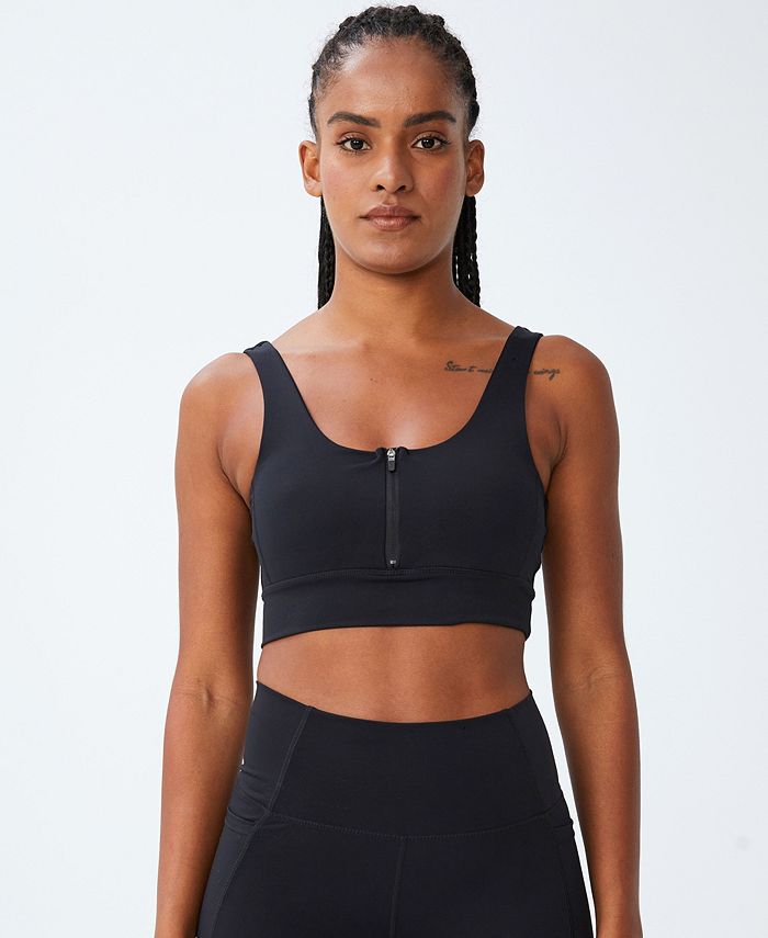 Top feminino com zíper frontal Ultimate da Cotton On, preto, tamanho pequeno