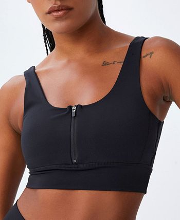 Top feminino com zíper frontal Ultimate da Cotton On, preto, tamanho pequeno