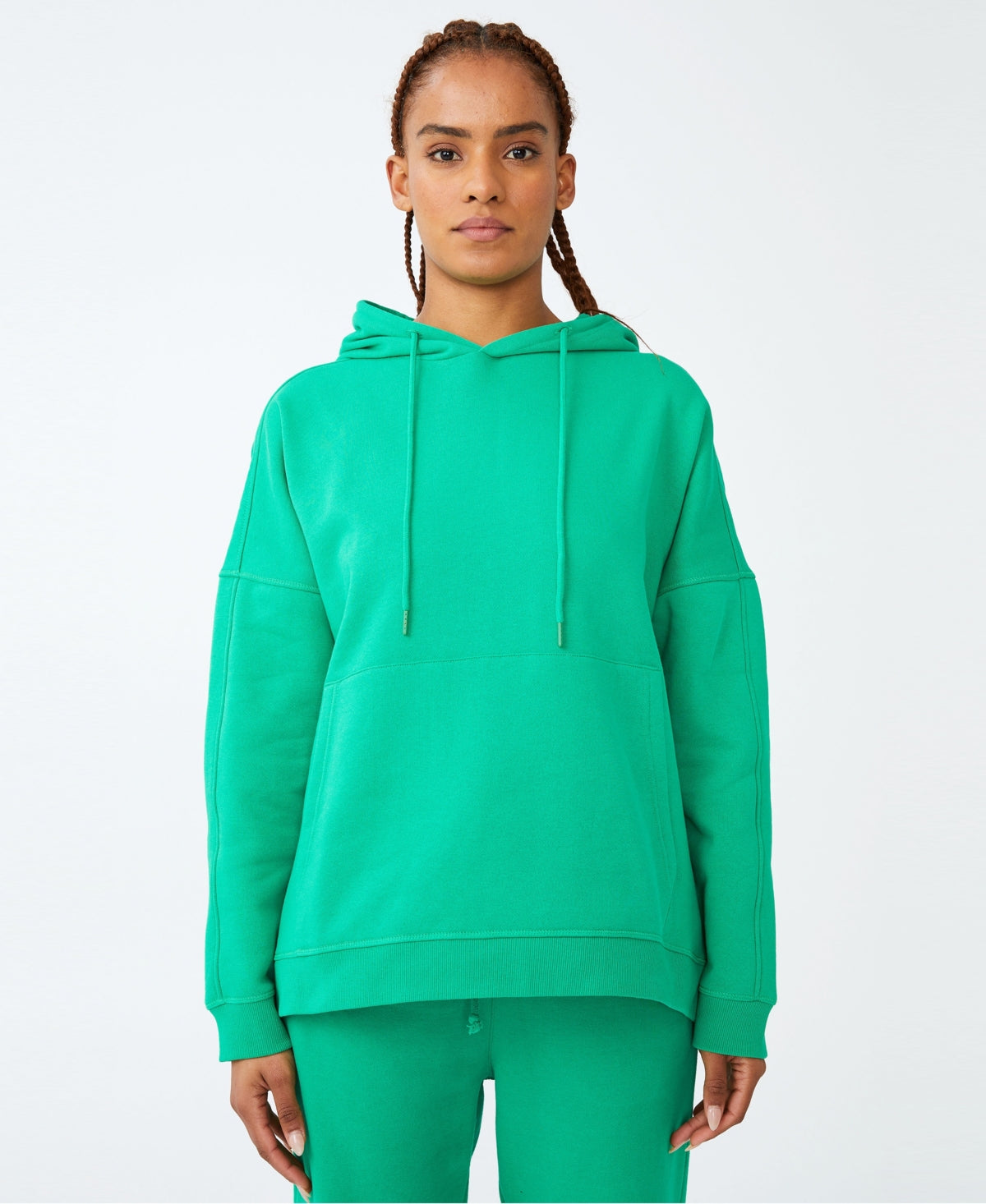 Moletom feminino de lã grande com capuz Cotton On Body, verde, tamanho grande