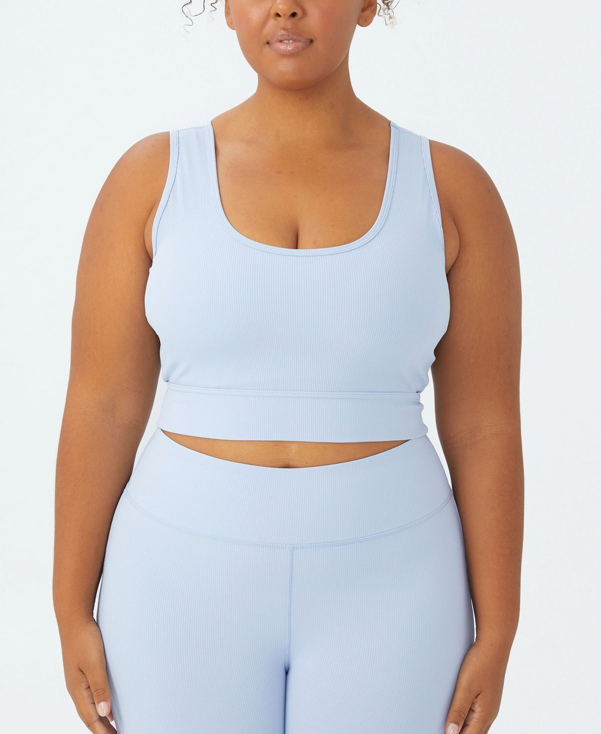 Camiseta regata curta com nervuras ativas feminina COTTON ON, azul, tamanho 16W