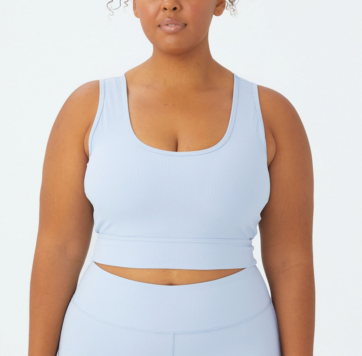 Camiseta regata curta com nervuras ativas feminina COTTON ON, azul, tamanho 16W