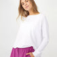 Top de manga comprida com nervuras ativas Cotton On para mulher, branco, tamanho médio