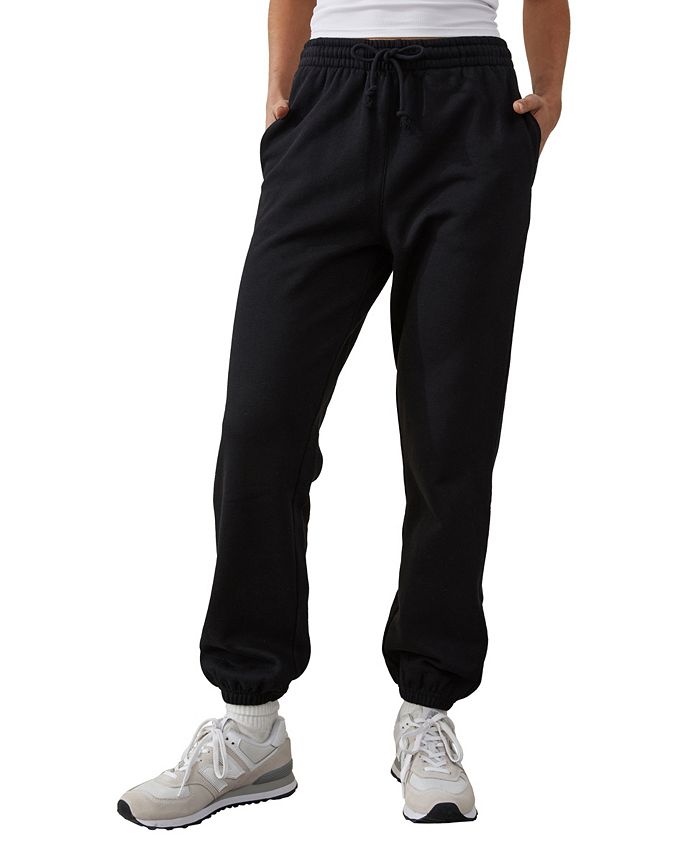 Calça de moletom plush feminina Cotton On, preta, tamanho médio