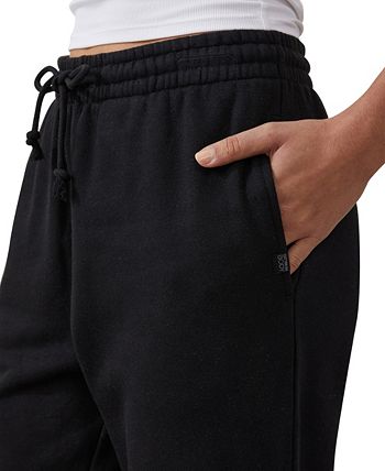 Calça de moletom plush feminina Cotton On, preta, tamanho médio