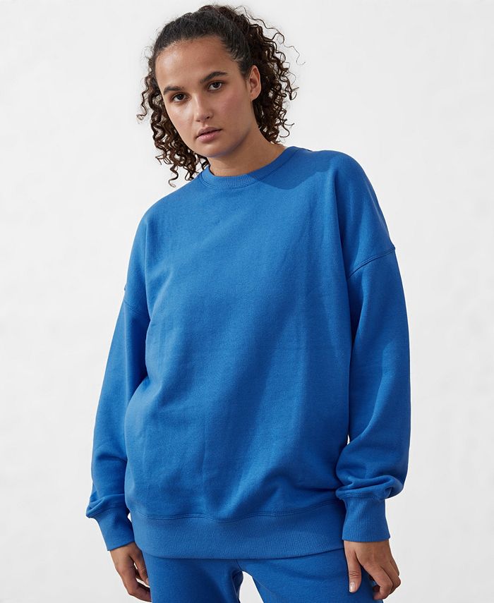 Moletom Plush Crew Feminino Cotton On Azul Tamanho Médio