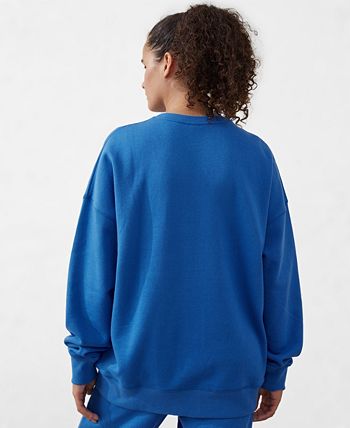 Moletom Plush Crew Feminino Cotton On Azul Tamanho Médio