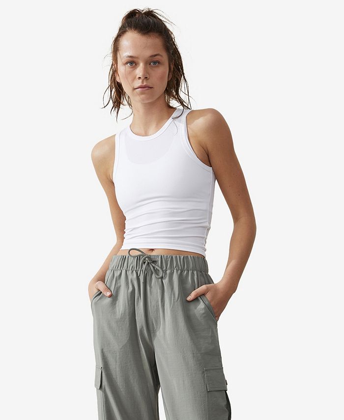 Camiseta regata feminina Cotton On Active Rib, branca, tamanho pequeno