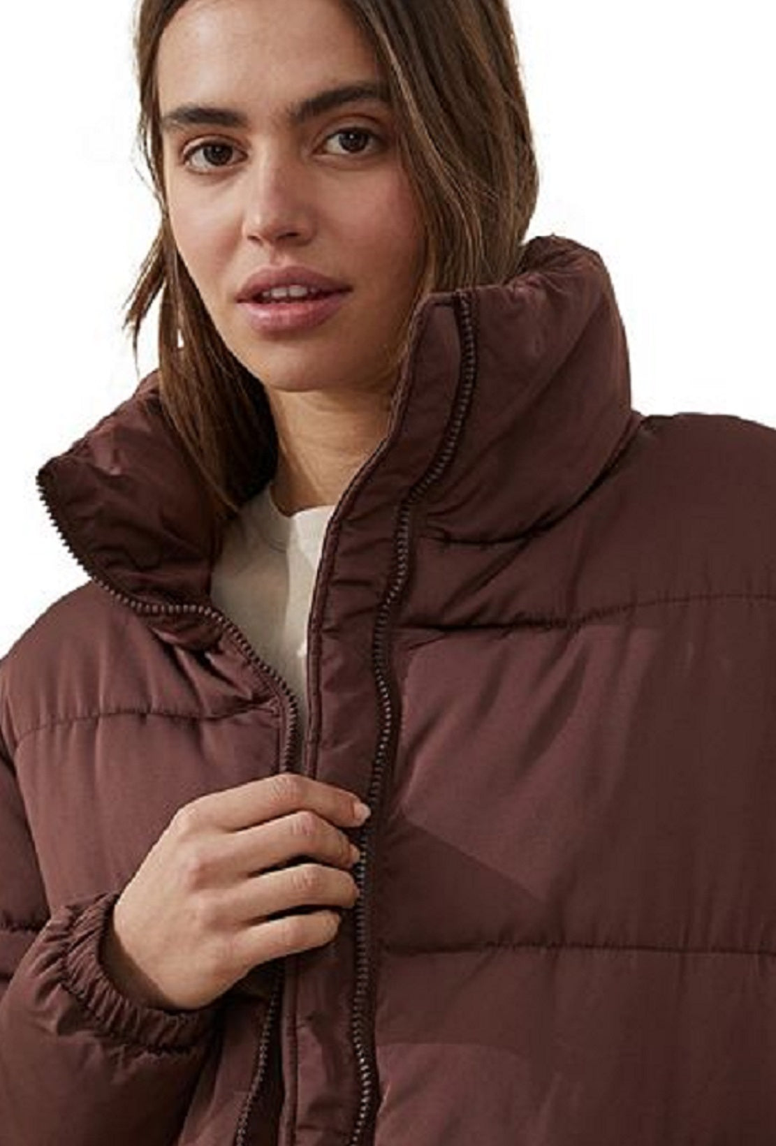 Jaqueta Puffer Cotton On Feminina The Recycled Mother Marrom Tamanho Médio