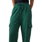 Calça de moletom feminina Cotton On Plush Wide Leg, verde, tamanho grande