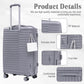 4-Piece PP Spinner Wheel Luggage Set with Cosmetic Case, Light Gray