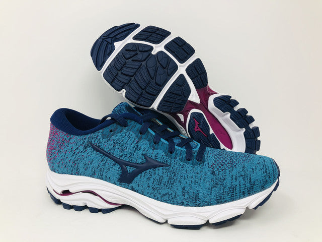 Tênis de corrida Mizuno Wave Inspire 16 WAVEKNIT feminino, esmalte/azul, tamanho 6,5 B(M) EUA