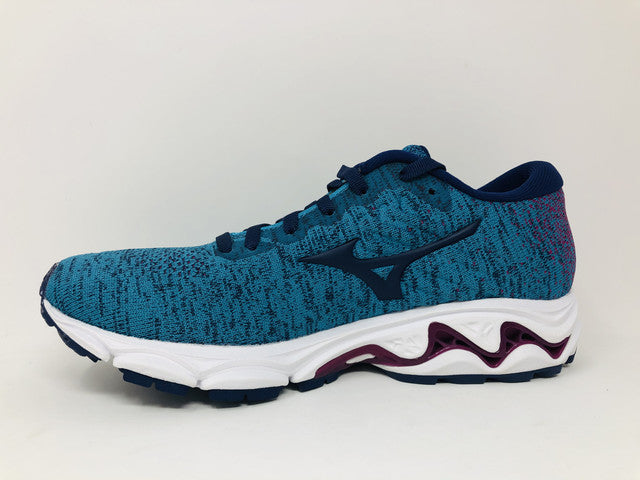 Tênis de corrida Mizuno Wave Inspire 16 WAVEKNIT feminino, esmalte/azul, tamanho 6,5 B(M) EUA