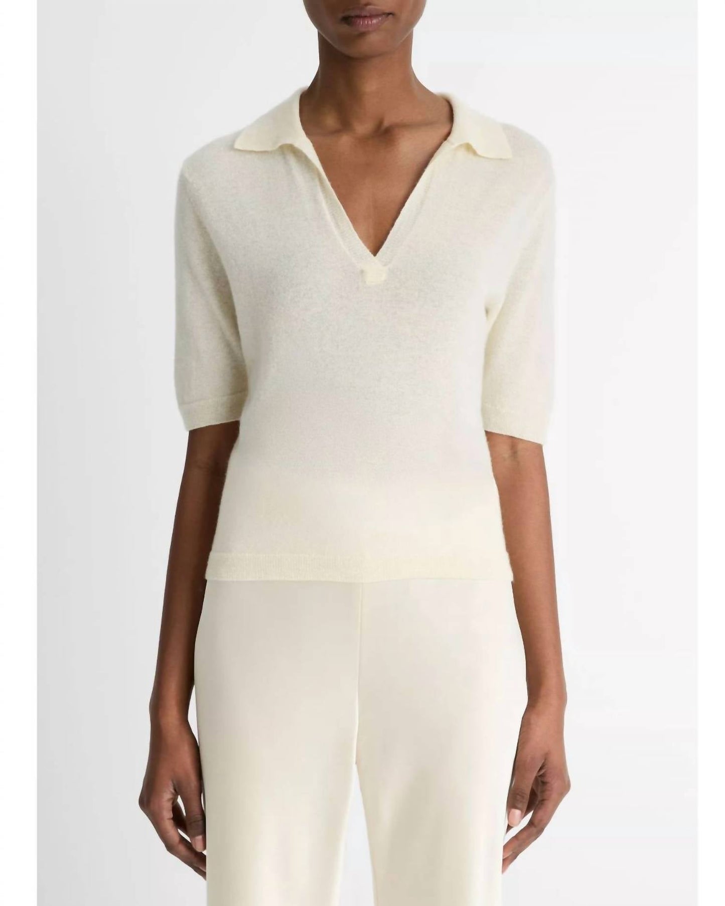 Vince - Cashmere Silk Short Sleeve Polo Sweater