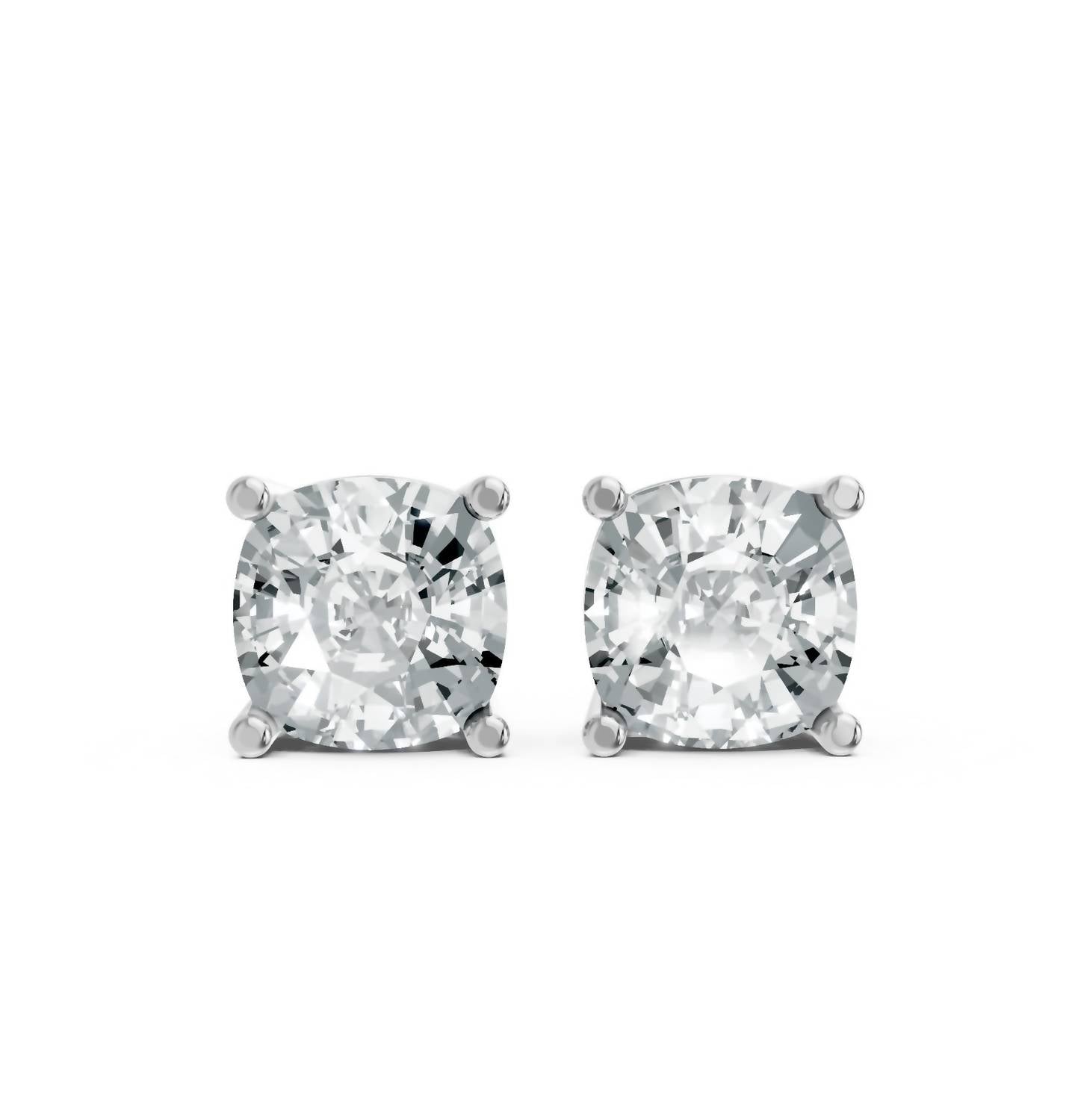 Aamiaa - Women's Cushion Shape 4 Prong Push Back Studs