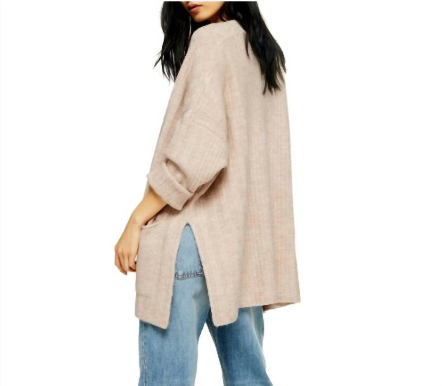 Topshop - Knit Open Front Oversized Sweater Cardigan