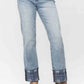 Judy Blue - Vintage Plaid Cuff Straight Leg Jean