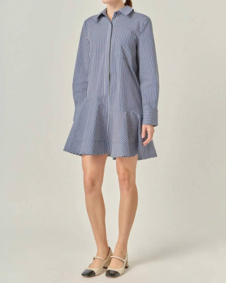 English Factory - Stripe Collar Flared Skirt Dress