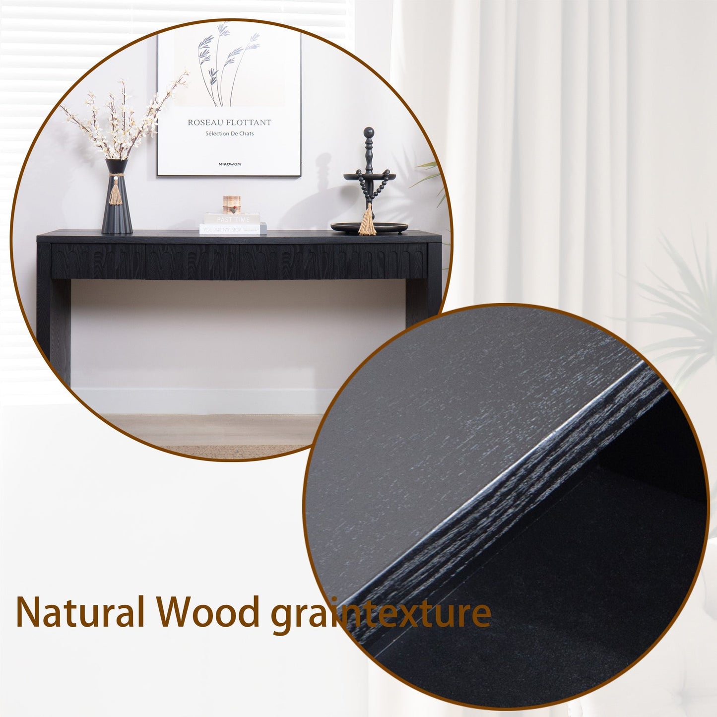 Modern Black Console Table with 4 Drawers – 59.2" Entryway Table with Storage