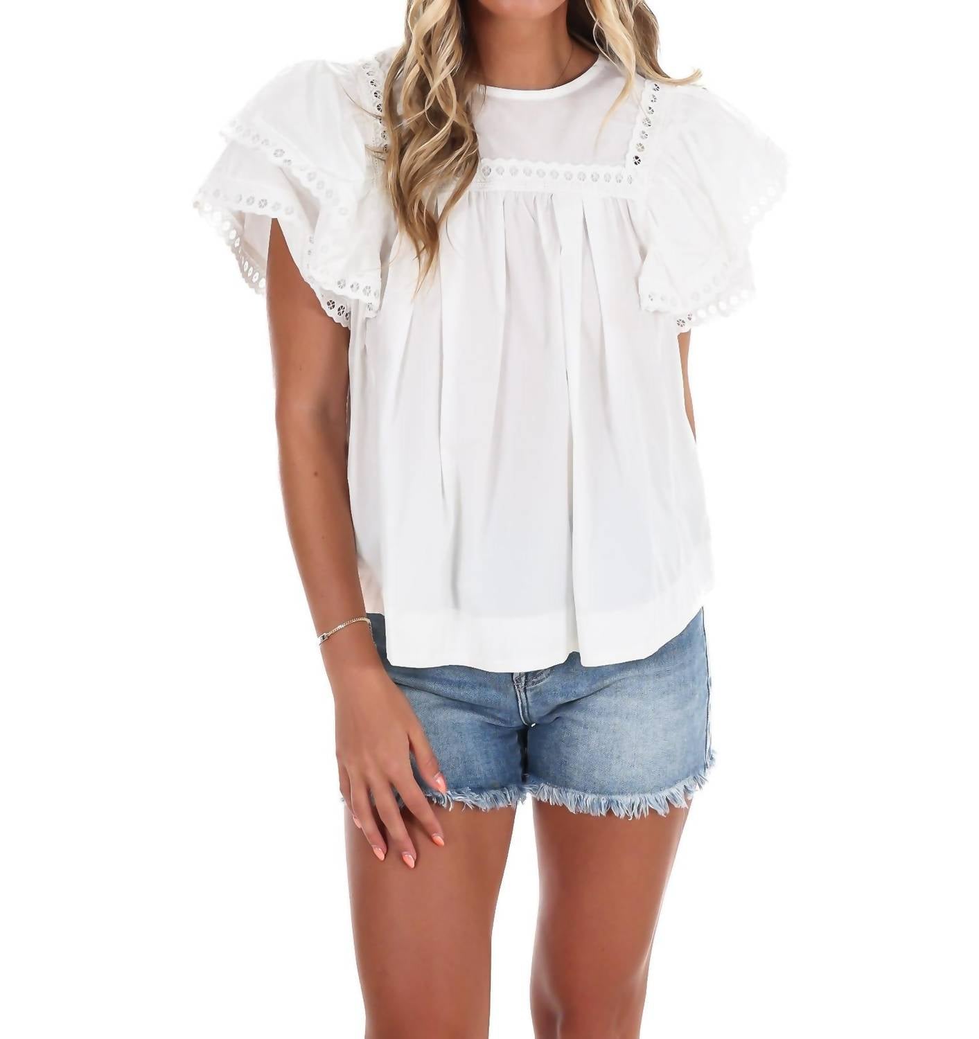 Easel - Golden Hour Poplin Top