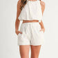 Mable - Eyelet Bubble Hem Sleeveless Top And Shorts Set