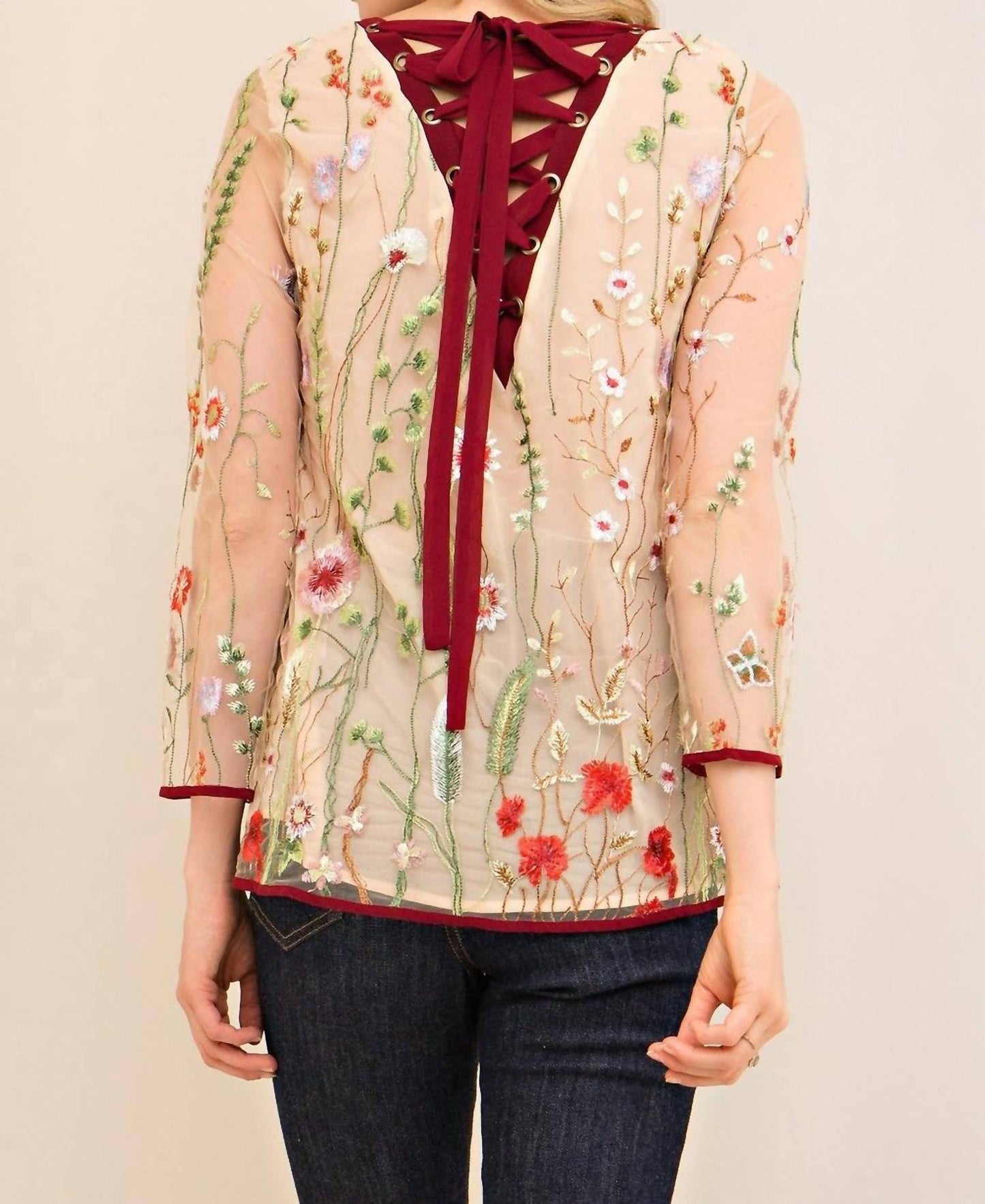Entro - Always in Bloom Floral Embroidered Top
