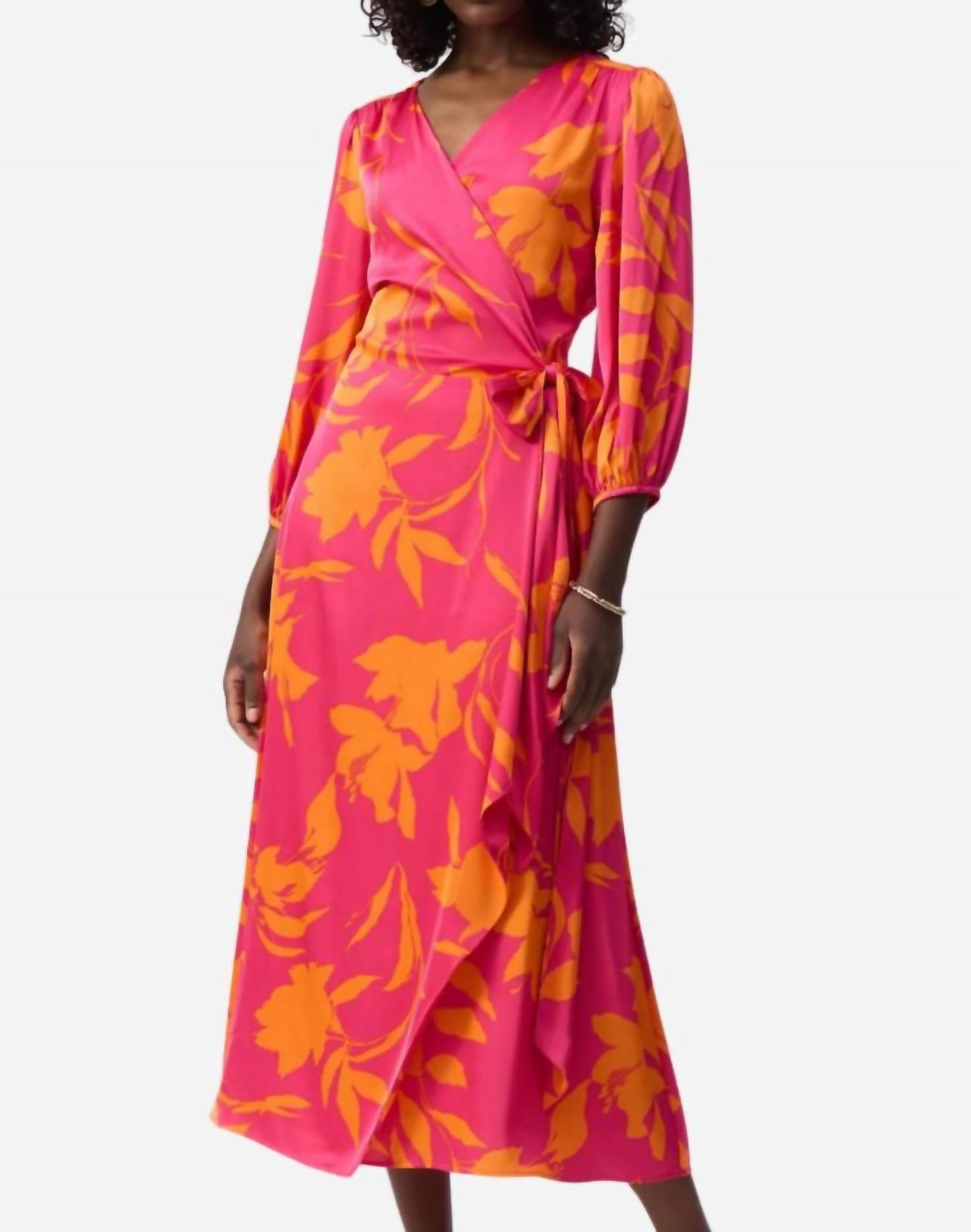 Joseph Ribkoff - Satin Floral Print Wrap Dress